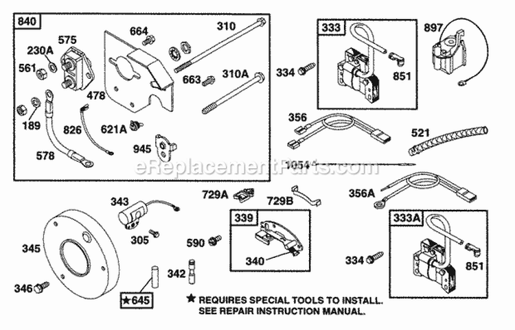 Key Panel Elect Diagram and Parts List for 221432-0145-05  Briggs and Stratton Engine